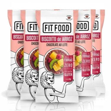 Imagem de Kit 5 Biscoito de Arroz c/ Chocolate ao Leite FIT FOOD 60g