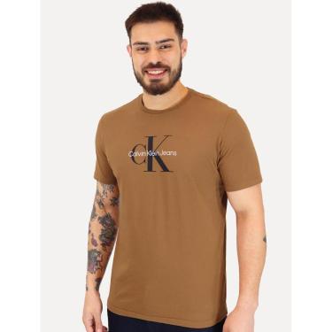 Imagem de Camiseta Calvin Klein Jeans Masculina New Re Issue Frontal Logo Marrom-Masculino