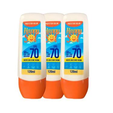 Imagem de Kit 3 Protetores Solar Happy Sol FPS 70 120ml Atacado