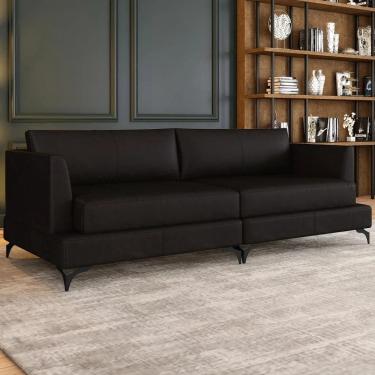 Imagem de Sofá 4 Lugares Living 270cm Pé Ferro Soren Couro Bordô Z55  - Mpozenato