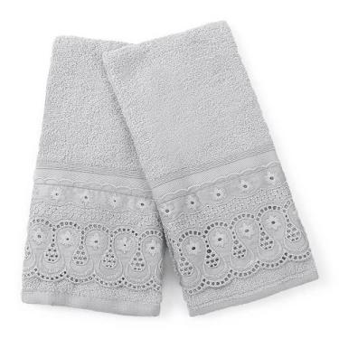 Imagem de Kit Toalha Lavabo Social Renda Cristal Renascença Algodão Egípcio Buet