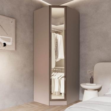Imagem de Guarda Roupa Modulado 100% Mdf de Canto Oblíquo Reflecta Orion Cabecasa Madeiraoriginals Mocha/Reflecta