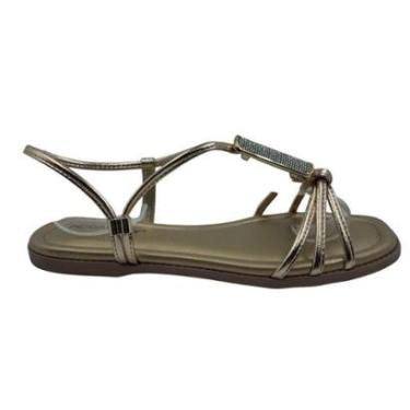 Imagem de Sandália Rasteira Piccadilly Calce Fácil Dourada 508065 - Ouro 40-Feminino