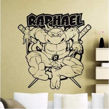 Imagem de Adesivo de parede Raphael TMNT para decoração de quarto ou escritório 