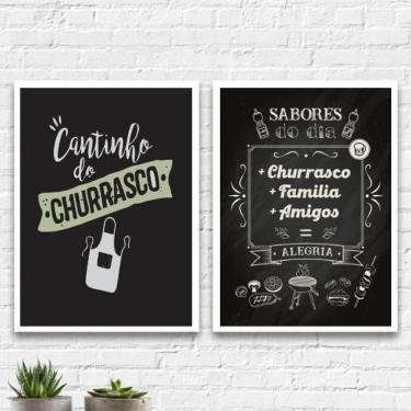 Imagem de Kit 2 Quadros Cantinho Churrasco 45X34Cm - Com Vidro Branca
