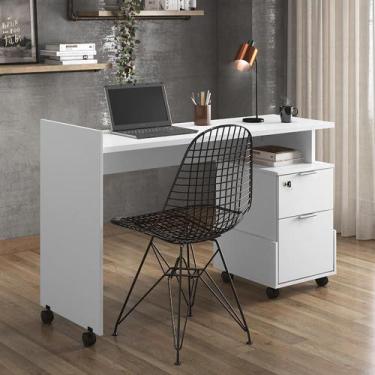 Imagem de Escrivaninha Para Computador Office Com 2 Gavetas Alessa M1 Branco - L