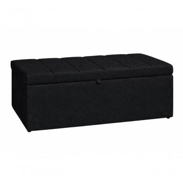Imagem de Recamier Calçadeira Baú Carla Para Quarto Cama Queen 160 Cm Suede Preto Do Lar Móveis E Decoração