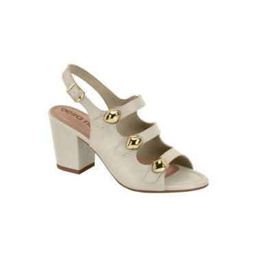 Imagem de Sandália Beira Rio Salto Bloco Tiras Detalhes Dourados Off White, 36, 