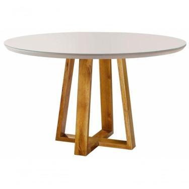 Imagem de Mesa De Jantar Redonda Com Vidro 1,20m - Natalle - Móveis Mundial