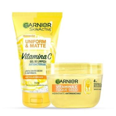 Imagem de Kit Garnier Vitamina C Gel de Limpeza Facial Uniforme + Hidratante Fac