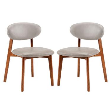 Imagem de Kit 2 Cadeiras de Jantar em Madeira Laura Estofada Couríssimo Palha CCS