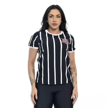 Imagem de Camiseta Corinthians Feminino Listrada Democracia Licenciada-Feminino