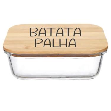 Imagem de Pote Hermético Vidro e Tampa de Bambu (1 Litro) Batata Palha - Casa Vi