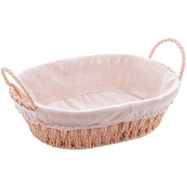 Imagem de Cesta Corda Trançada com Alça Retangular com Forro de Tecido 27x20x12c
