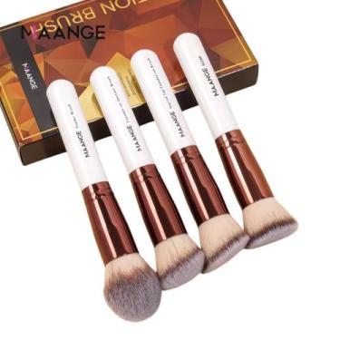 Imagem de Kit Pincéis de Maquiagem Maange Premium com 4 Peças Cor:Gold, Branco