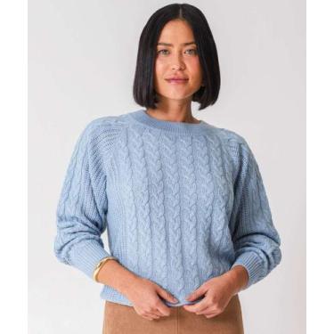 Imagem de Suéter Feminino Trançado Textura Marisa Azul-52119, Azul, G