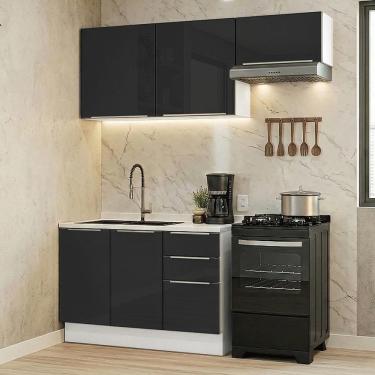 Imagem de Armário de Cozinha Compacta 180 cm Branco/Preto Lux Madesa 03