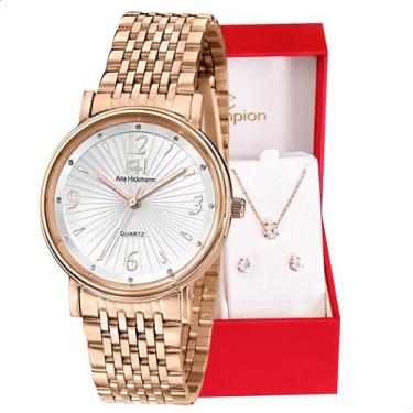 Imagem de Relógio Champion Ana Hickmann Analógico Aço Rosé AH28893Z Kit Colar e 