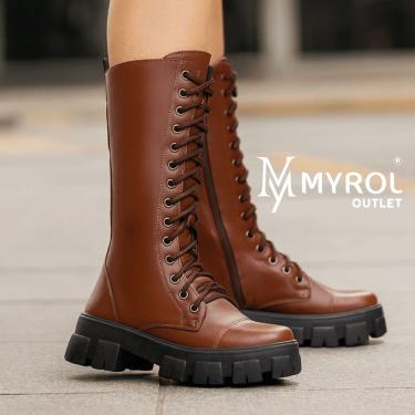 Imagem de Bota Coturno Tratorado Cano Alto Marrom