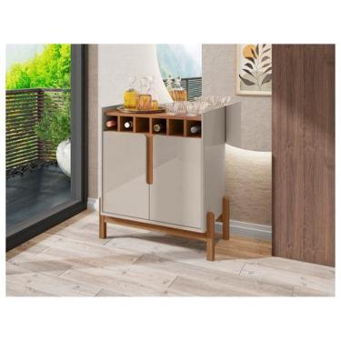 Imagem de Adega Bar Lizz 2 Portas Off White/Cedro - Pleno Móveis, Off White e Ce