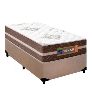 Imagem de Cama Box Solteiro Suede + Colchão Molas Ensacadas Texas Prime Colchões 88cm - Suporta A...