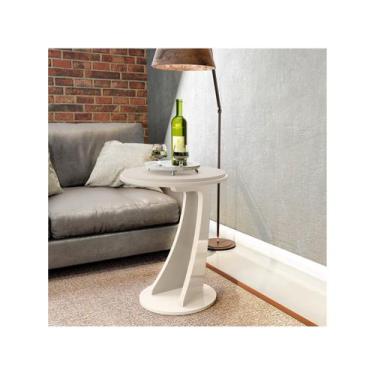 Imagem de Mesa De Apoio Redonda Em MDF Artely Tutti Cor Off White, Off White