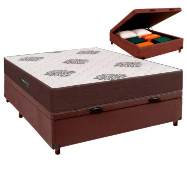 Imagem de Conjunto Cama Box Bau Com Colchão Casal Inova D45 Inovaflex - Marrom