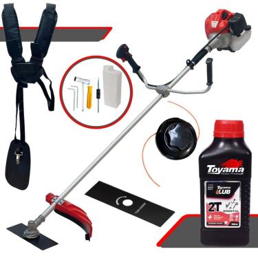 Imagem de Máquina de Cortar Grama À Gasolina Anmax CG430P-TB 43cc 2HP 9.000rpm Roçadeira Lateral Com Lâmina 2 Pontas + Carretel de Nylon + ÓLEO TOYAMA 2 TEMPOS