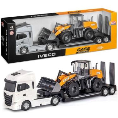Imagem de Kit Caminhão Plataforma Infantil 50cm + Trator Articulado Usual