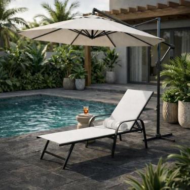 Imagem de Espreguiçadeira para Piscina em tela Sling Branco Premium Pex