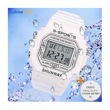 Imagem de Relógio Digital Esportivo Shunway S-605 Branco  À Prova d'Á - Tudo em 