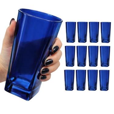 Imagem de Jogo 12 Copos Alto De Vidro Grosso 280ml Quadrado Liso Luxo - Haüskraf