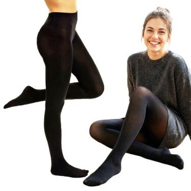 Imagem de Meia Calça Térmica Feminina Peluciada Com Pé Segunda Pele Inverno Conf