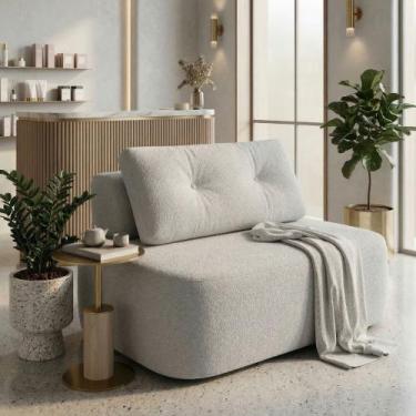 Imagem de Sofá Modular Cielo 120cm Recepção Loja Sala de Estar Bouclê Cinza Clar