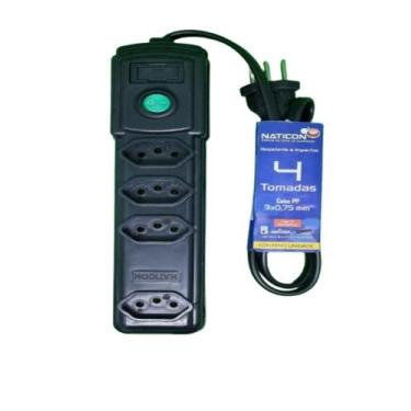 Imagem de Filtro de Linha 4 Tomadas C/Fusivel Bivolt Preto Pvc Naticon