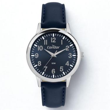 Imagem de Relógio masculino prata pulseira de couro azul condor original CO2035NRO/3A-Masculino