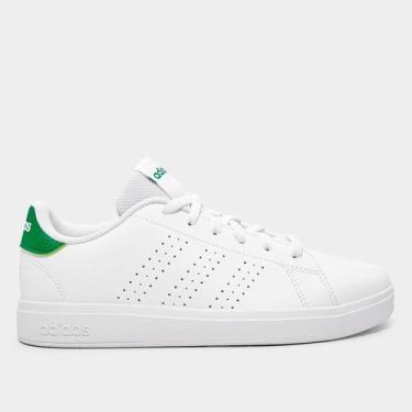 Imagem de Tênis Infantil Adidas Advantage Base 2.0, Branco, Verde, 36