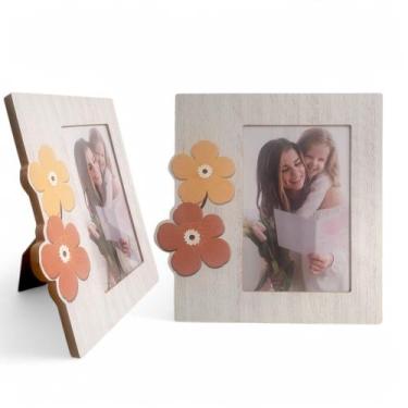 Imagem de Porta Retrato Mãe 10x15 Flores Decoração Madeira Vertical - MultiA