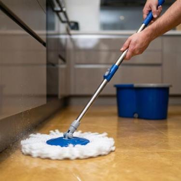 Imagem de Esfregão Mop Giratório 360 Balde 13L Centrífuga Embutida Cabo Extensív