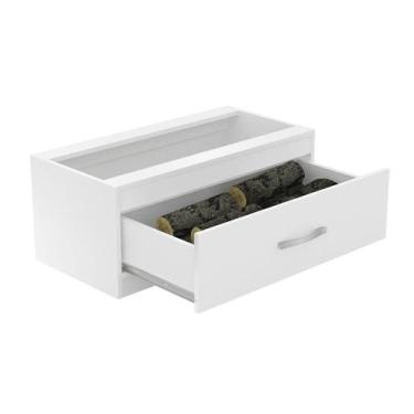 Imagem de Caixa para Lenha com Gaveta 82cm - Branco - Completa Móveis, Branco