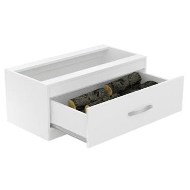 Imagem de Caixa para Lenha com Gaveta 73cm - Branco - Completa Móveis, Branco