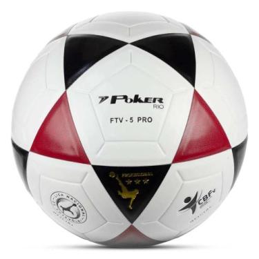 Imagem de Bola de Futevôlei Poker Rio Vulcanizada Branco Preto e Vermelho, UN