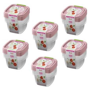 Imagem de Kit 24 Potes Para Alimentos Quadrado 360 ML Transparente - Sanremo