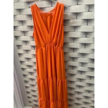 Imagem de Vestido manga curta laranja M - MacucoOutlet
