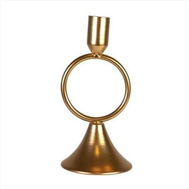 Imagem de Castiçal Com Alça Porta Velas Dourado Bronze Enfeite Mesa Posta Natal 