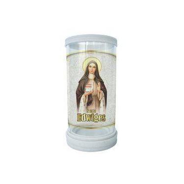Imagem de Porta Vela em Vidro e Mármore Santa Edwiges 18cm - SANTISSIMA