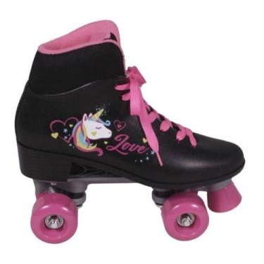 Imagem de Patins 4 rodas quad love preto e rosa clássico menina 35 - BEL FIX