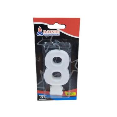 Imagem de Vela Aniv C/Gliter 8 Branco Alchester Velas - ALCHETSTER, Unico, Unico