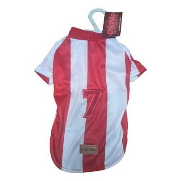 Imagem de Camisa De Time Para Cães Camiseta Verão para Cachorro Vermelho e Branc