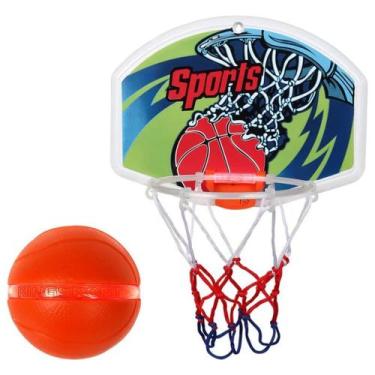 Imagem de Tabela de Parede Basquete 34x26 Aro Rede Bola Iluminada Criaças +3 Ano